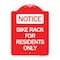 Signmission Designer Series Bike Rack for Residents Only, Red & White Aluminum Sign, 18" x 24", RW-1824-24307 A-DES-RW-1824-24307 - alternate 1
